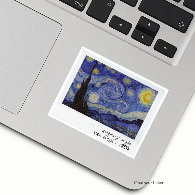 Starry Night Van Gogh Stickers, Starry Night Laptop Stickers